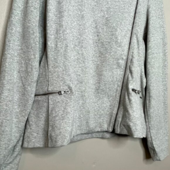 Banana Republic Asymmetrical Grey Long Sleeve Zip Fleece Jacket - Picture 10 of 13